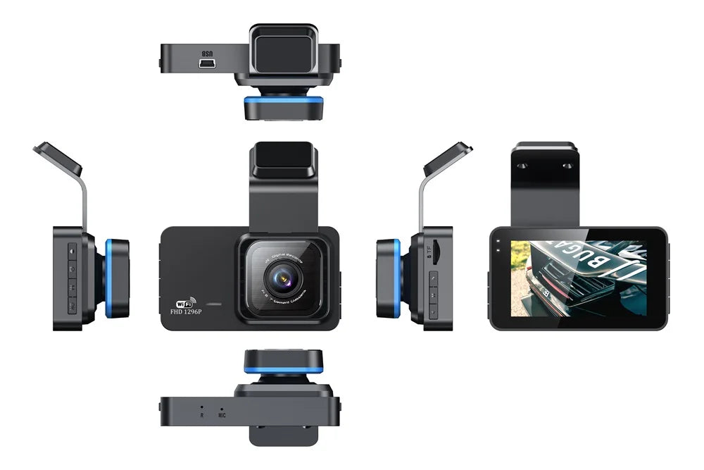Dashcam Double Caméra 2K – Avant/Arrière avec WiFi & Vision Nocturne