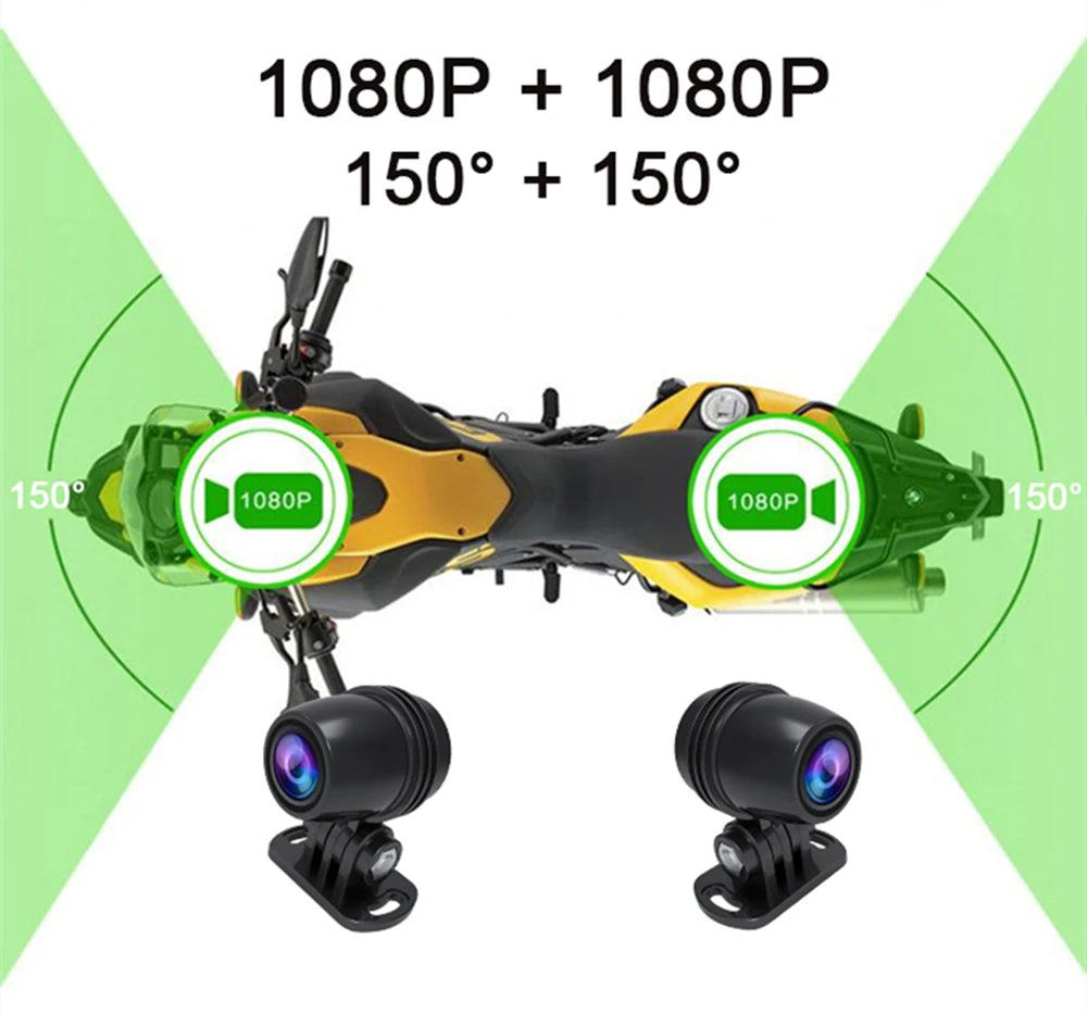 Caméra Moto 1080p Double Objectif – Dashcam Étanche Avant/Arrière