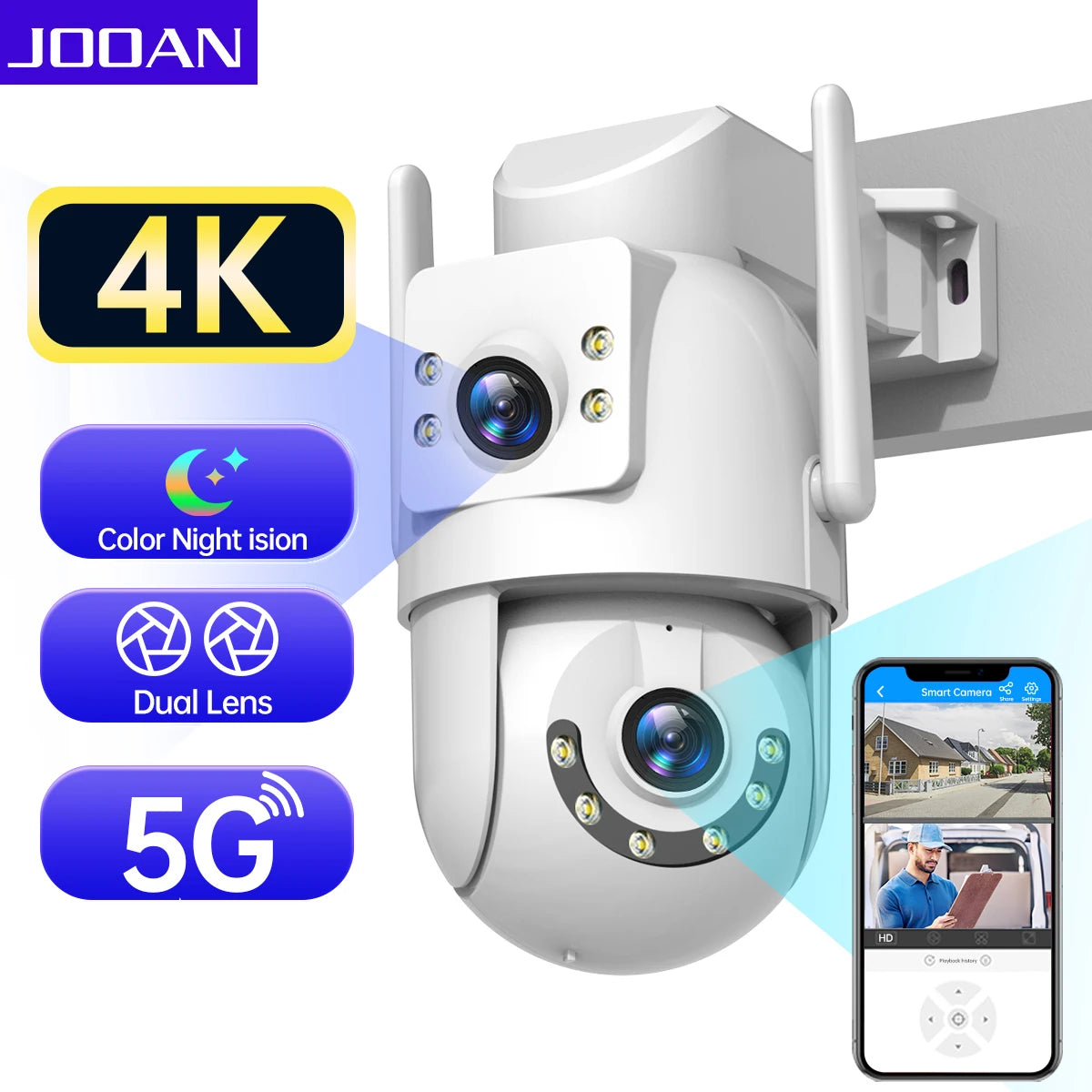 Caméra de Surveillance Extérieure 4K 8MP – WiFi Double Bande & AI