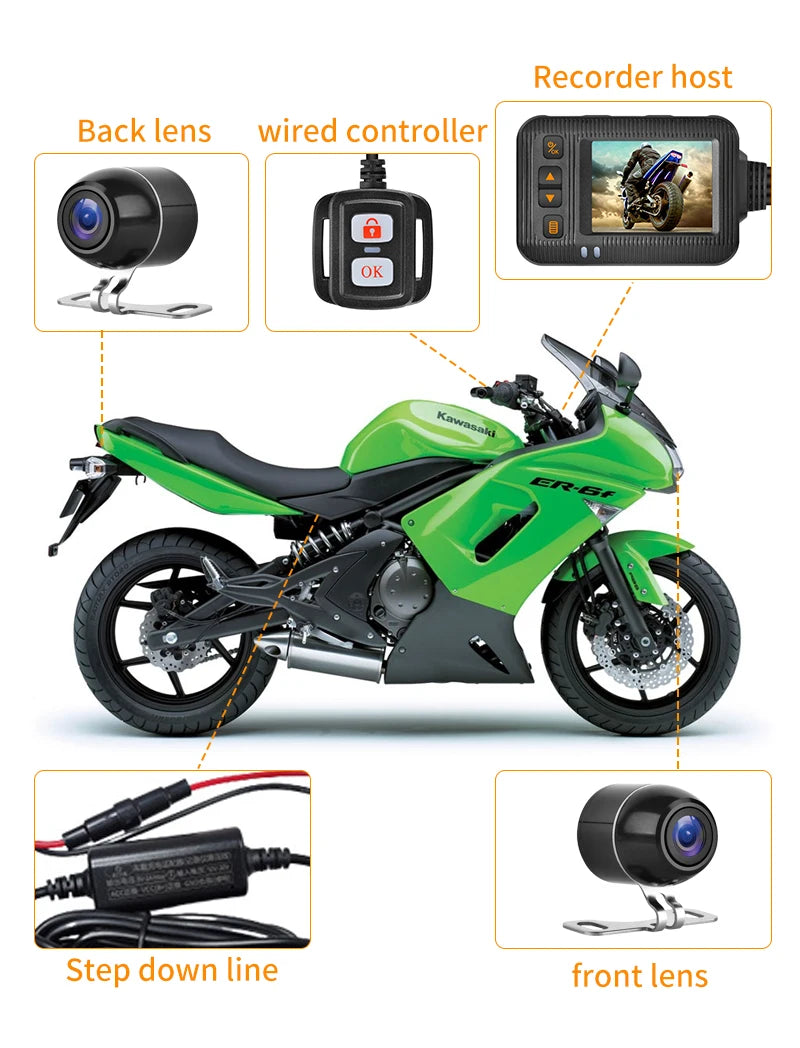 Caméra Moto Étanche 1080p – Avant/Arrière avec Vision Nocturne
