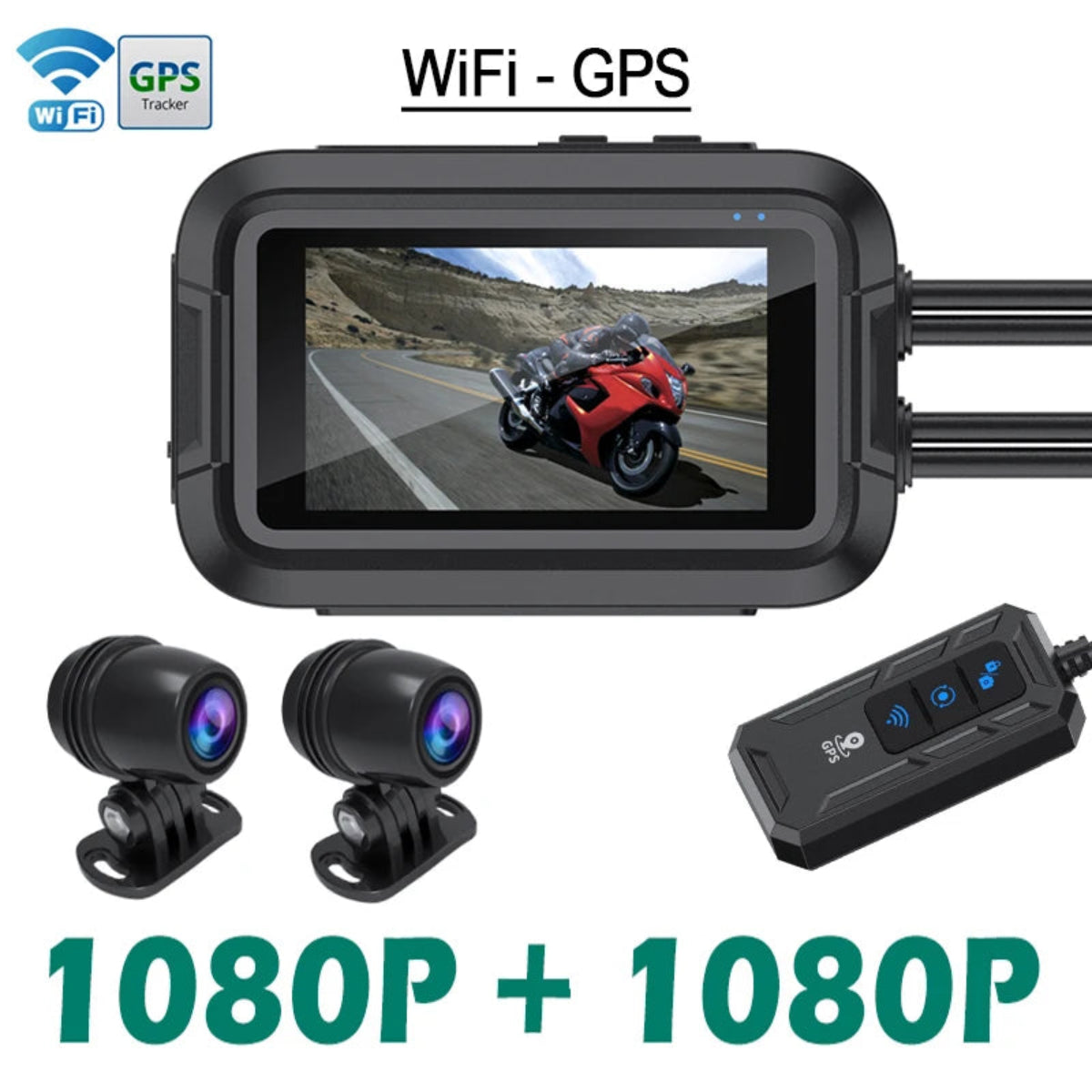 Caméra Moto 1080p Double Objectif – Dashcam Étanche Avant/Arrière