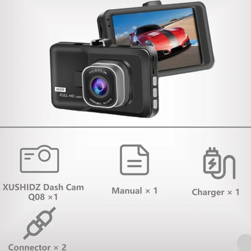 Dashcam Full HD 1080p – Caméra de Tableau de Bord avec Vision Nocturne