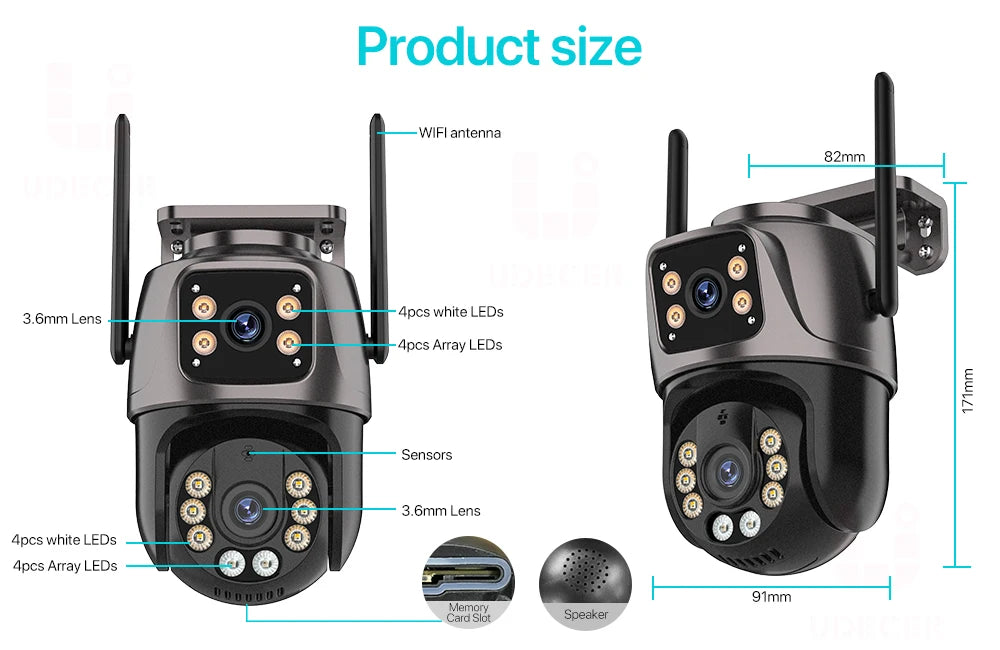 Caméra de Surveillance Extérieure 4K 8MP – WiFi PTZ & Suivi A